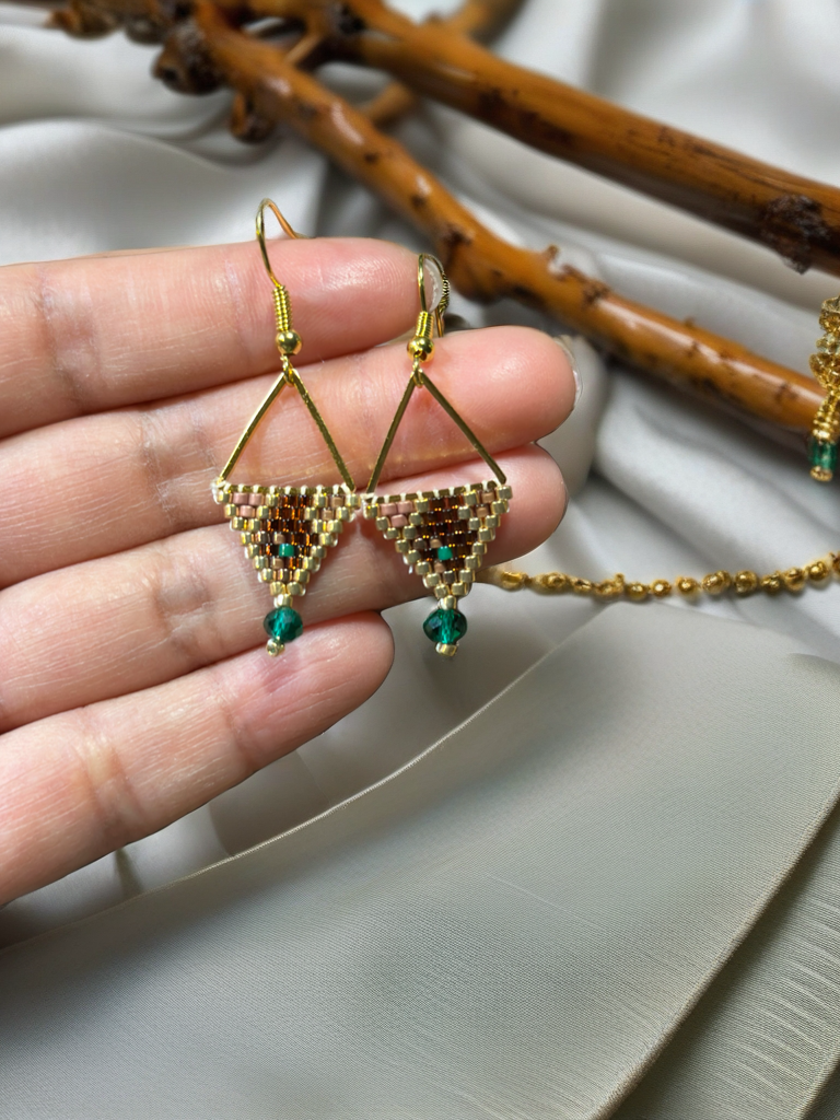 Beaded Triangle Earrings