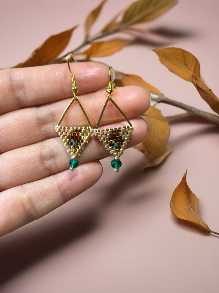 Beaded Triangle Earrings