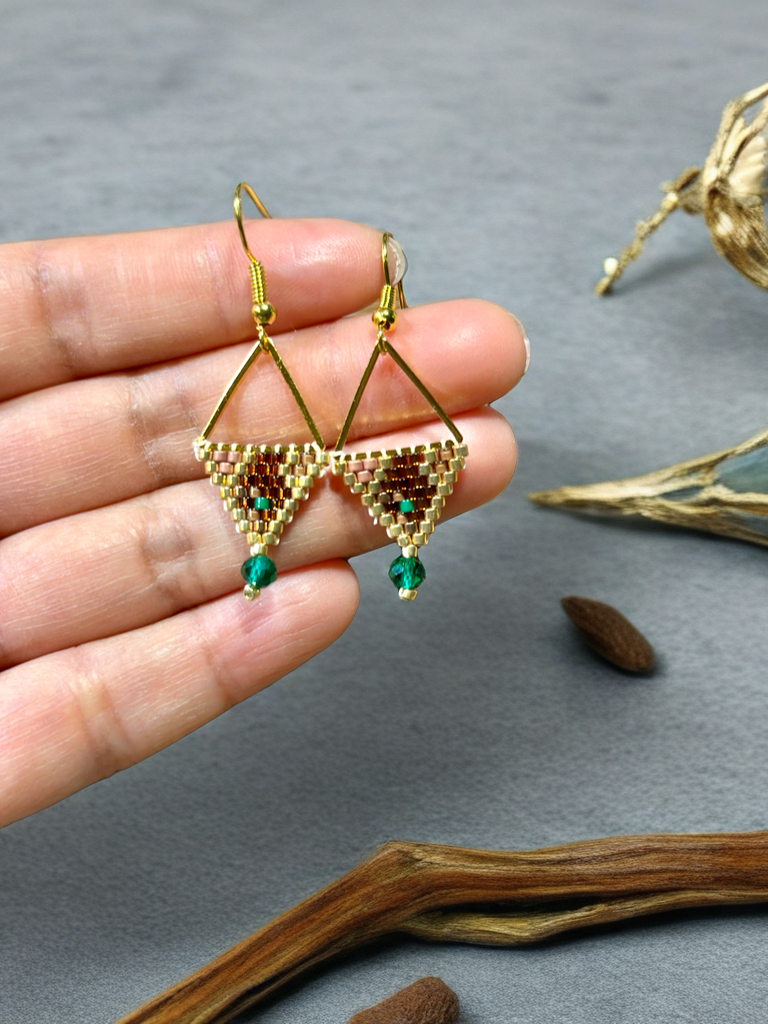 Beaded Triangle Earrings
