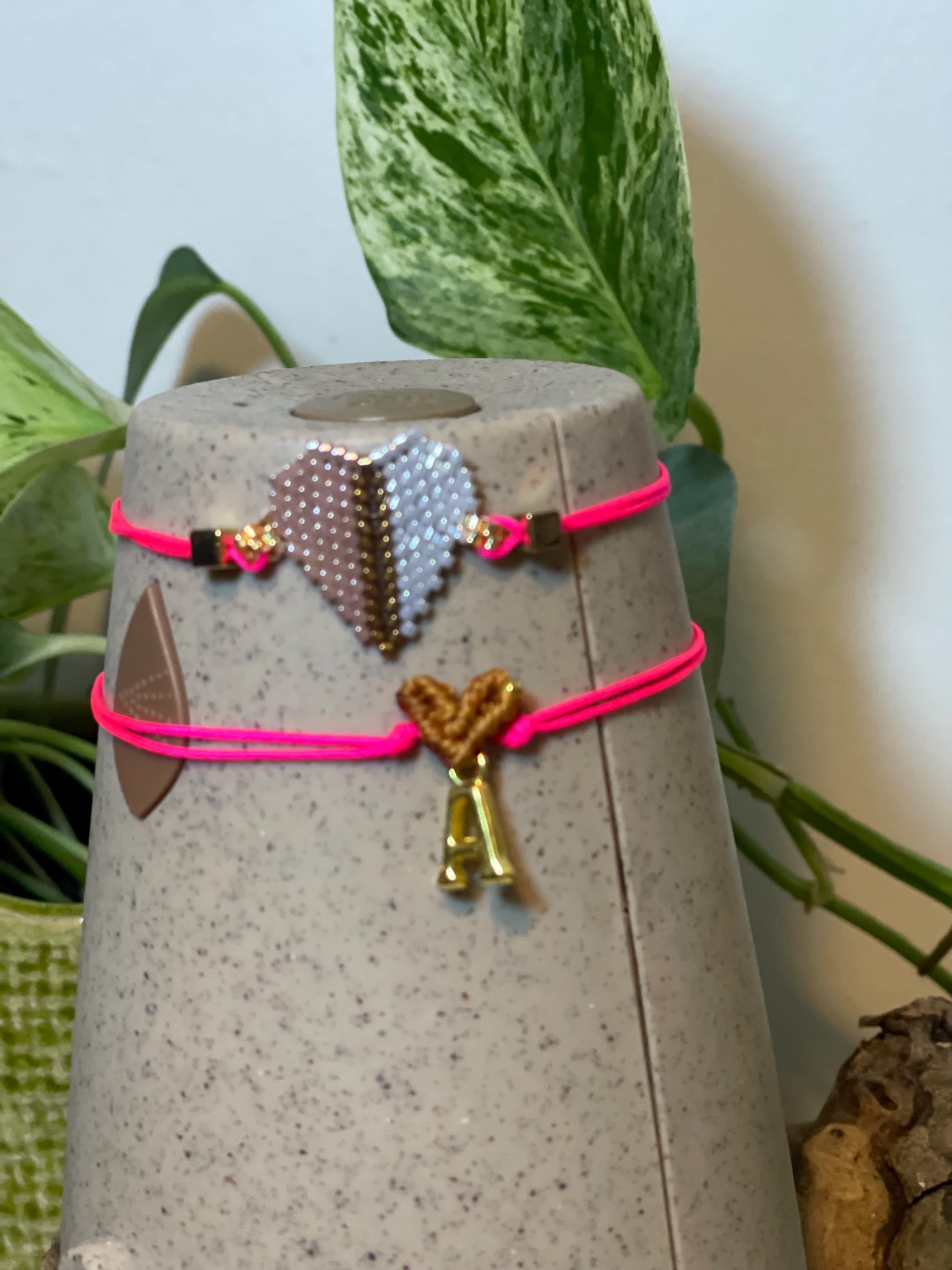 Valentines set bracelet with initial