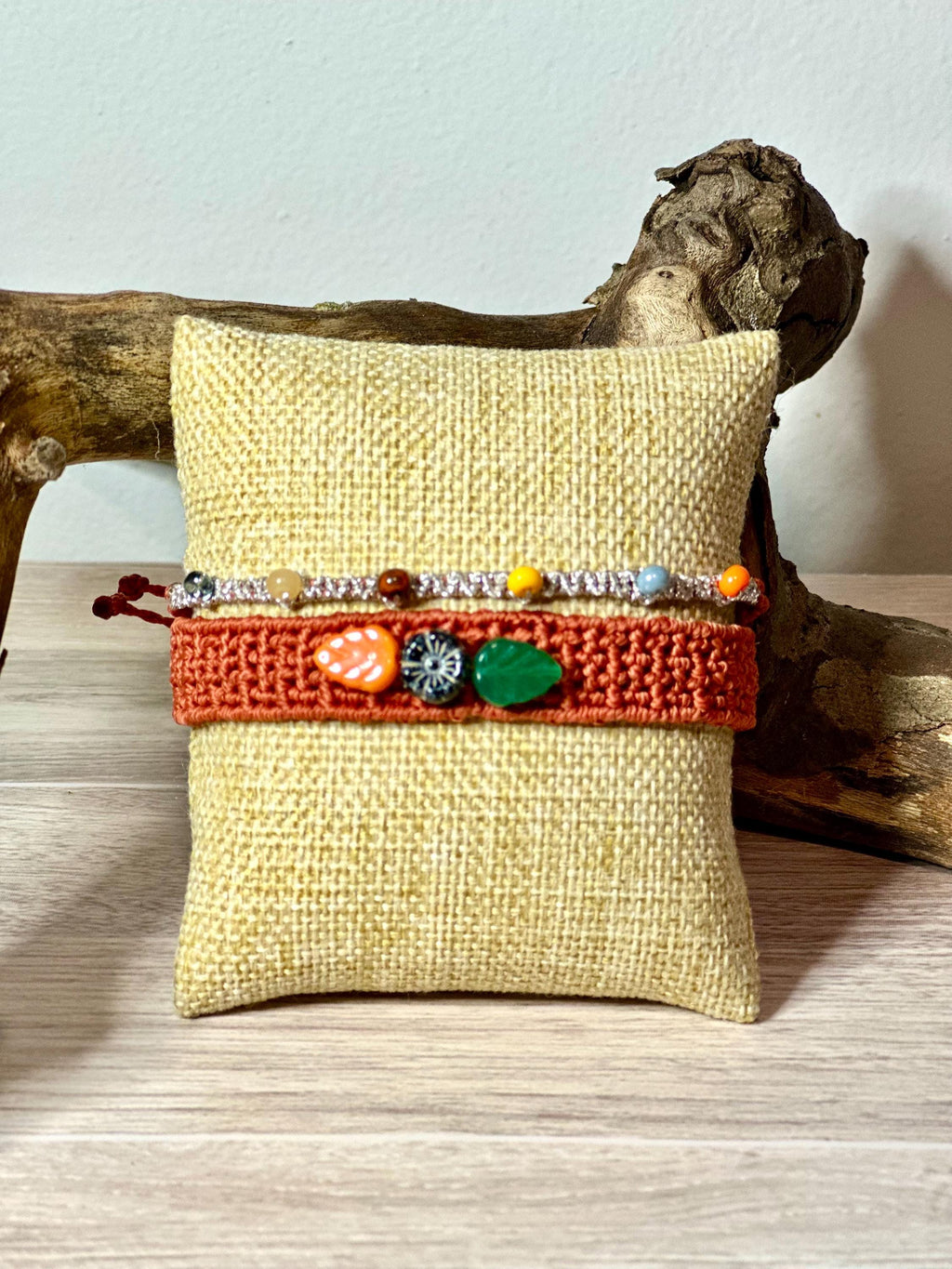 Macrame orange bracelet