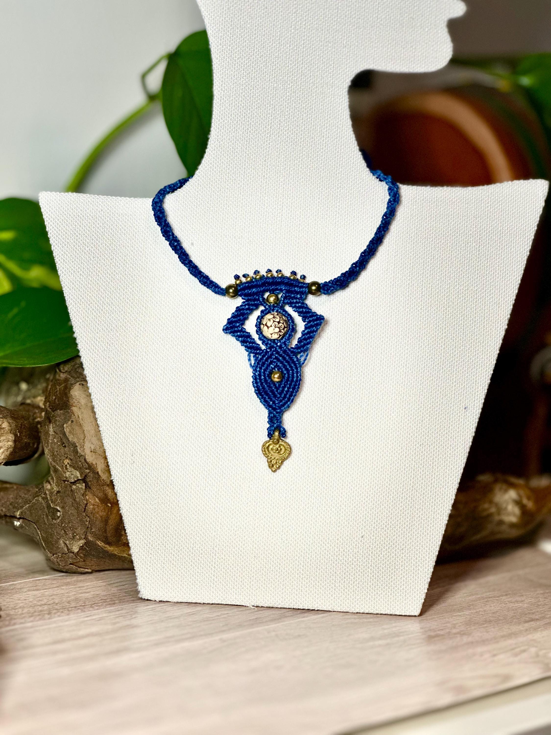 Handmade macrame necklace, boho necklace, tribal necklace