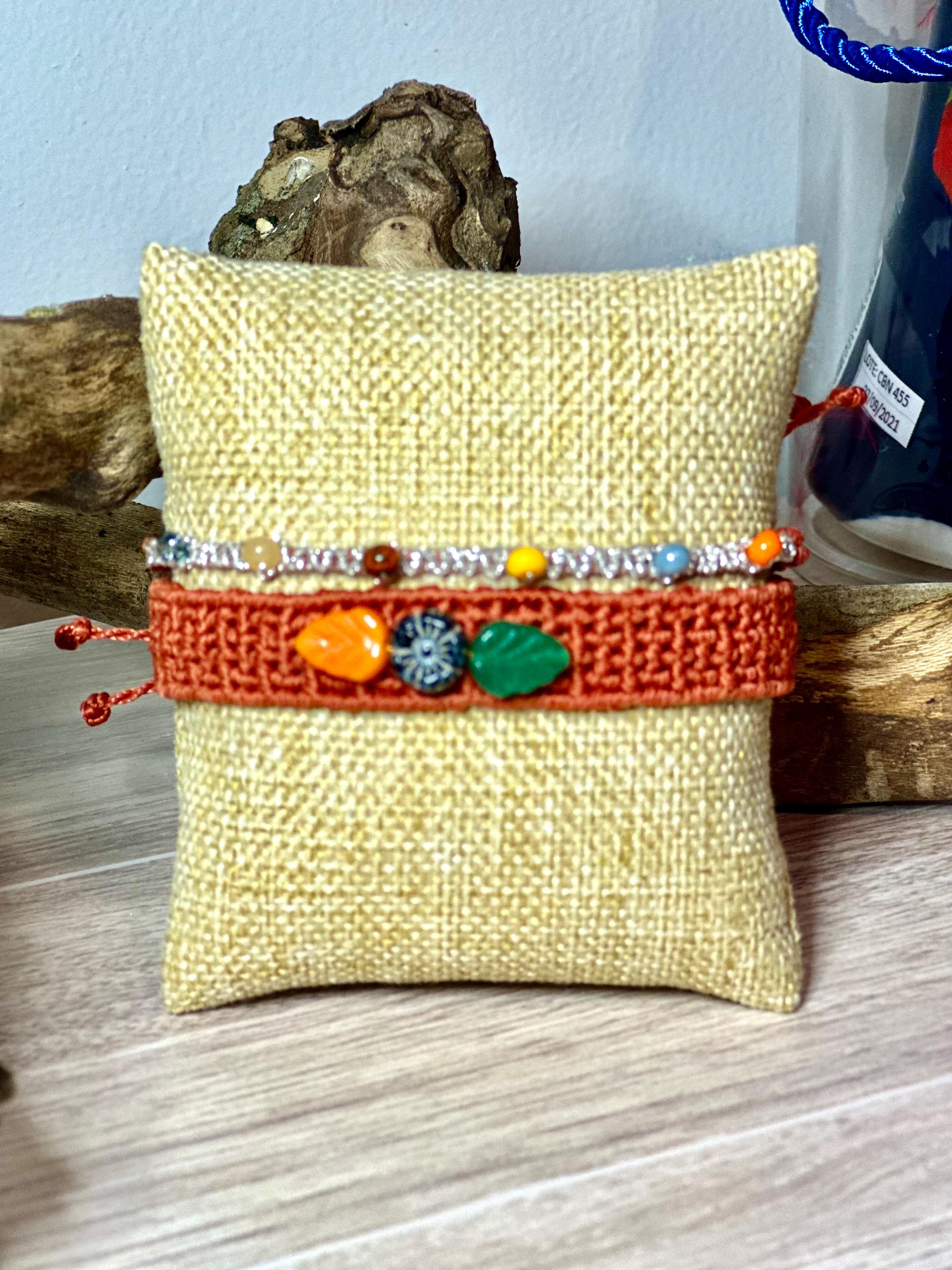 Macrame orange bracelet